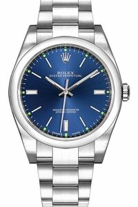 Rolex Oyster Perpetual 39 Blue Dial Domed Bezel Men's Watch 114300-0003