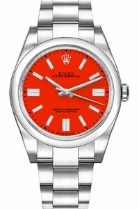 Rolex Oyster Perpetual 41 Coral Red Domed Bezel Men's Watch 124300-0007
