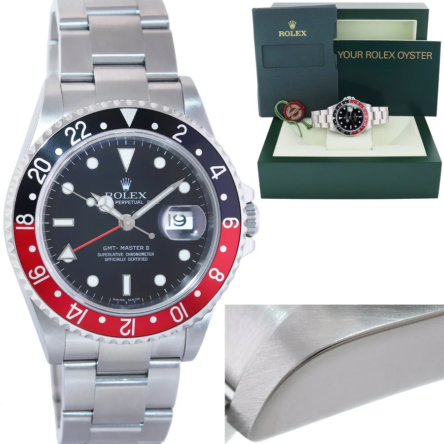 IMG_6893a_268ca2d3-0174-44bb-8181-b2498095e14f MINT 2004 Rolex GMT-Master 2 Coke Black Red Steel No Holes 16710 Watch Box - Image 1
