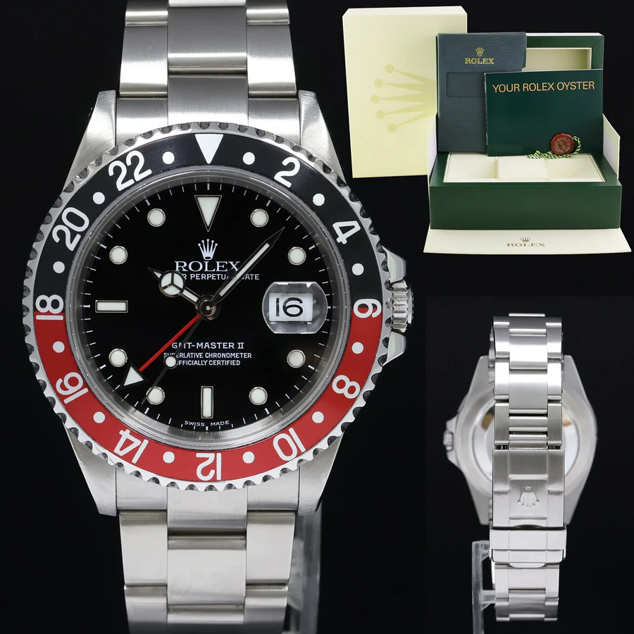 main2_78e9fea9-166e-4f41-823f-3ef63d8a9a1c 1999 MINT Rolex GMT-Master II Coke Red Black Steel 16710 40mm Watch Box - Image 1